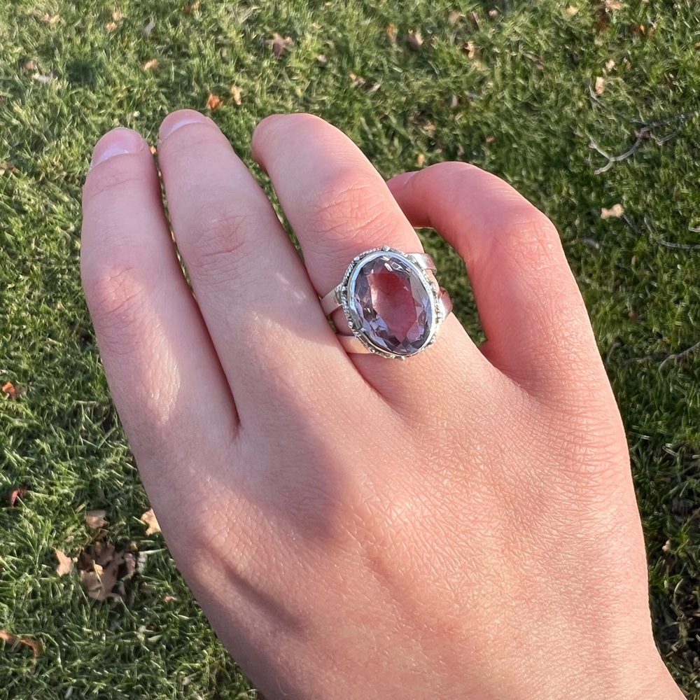 Custom Conversion Sterling Silver Amethyst Ring S… - image 3